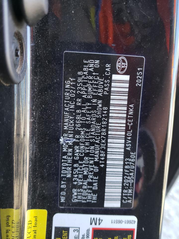 Photo 10 from auction – 2011 TOYOTA CAMRY BASE with VIN 4T4BF3EK7BR182148