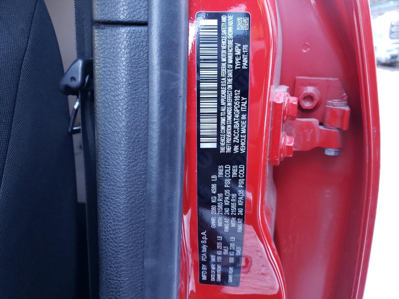 Photo 10 from auction – 2016 JEEP RENEGADE S with VIN ZACCJBAT4GPD51612