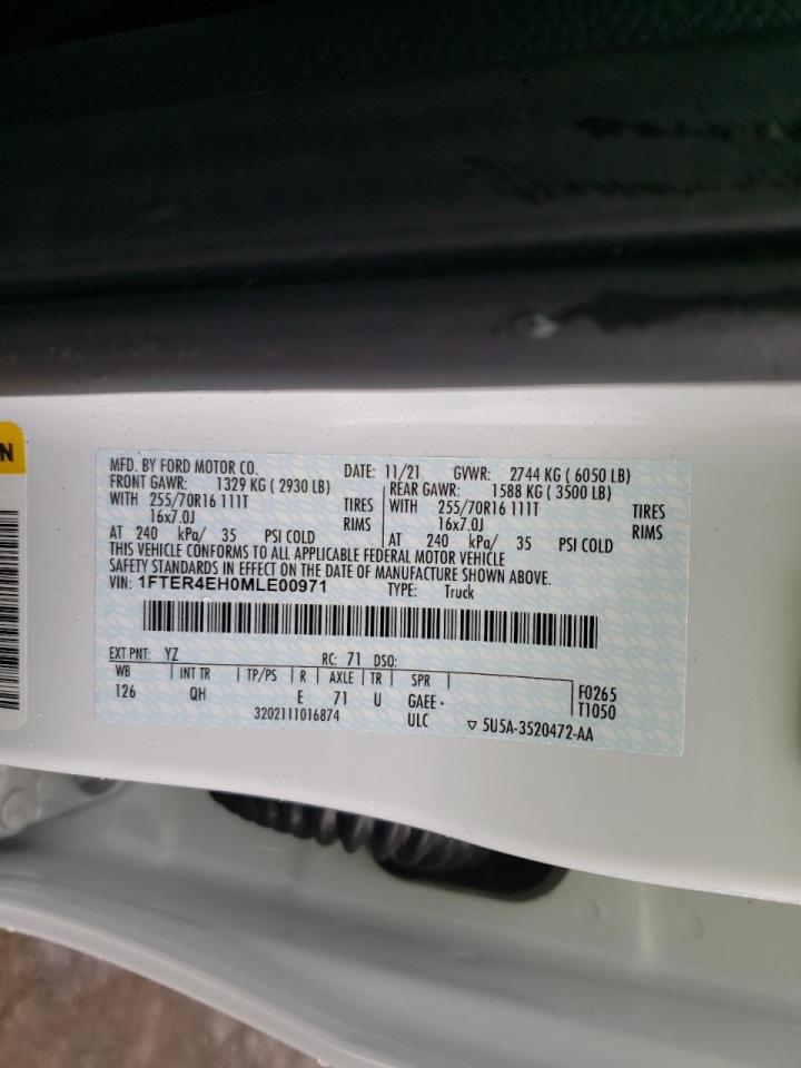 Photo 10 from auction – 2021 FORD RANGER XL with VIN 1FTER4EH0MLE00971