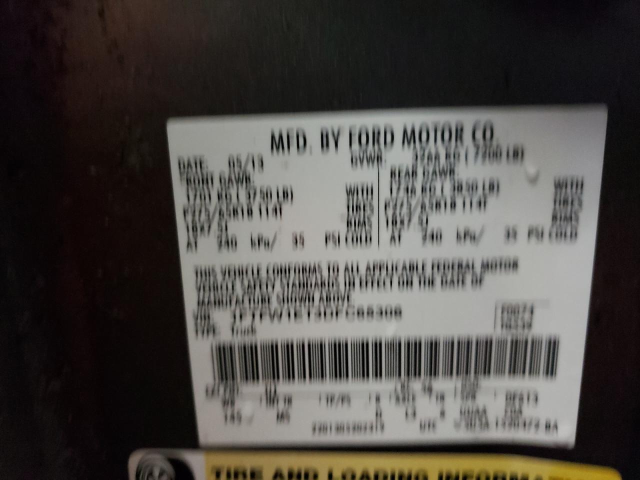 Photo 10 from auction – 2013 FORD F150 SUPER with VIN 1FTFW1ET3DFC65306