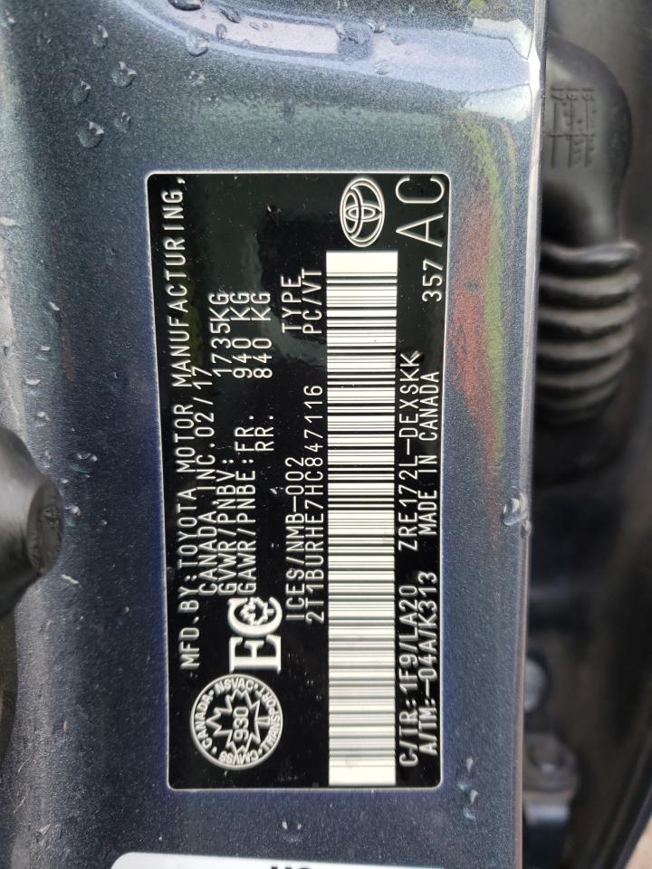 Photo 10 from auction – 2017 TOYOTA COROLLA L with VIN 2T1BURHE7HC847116