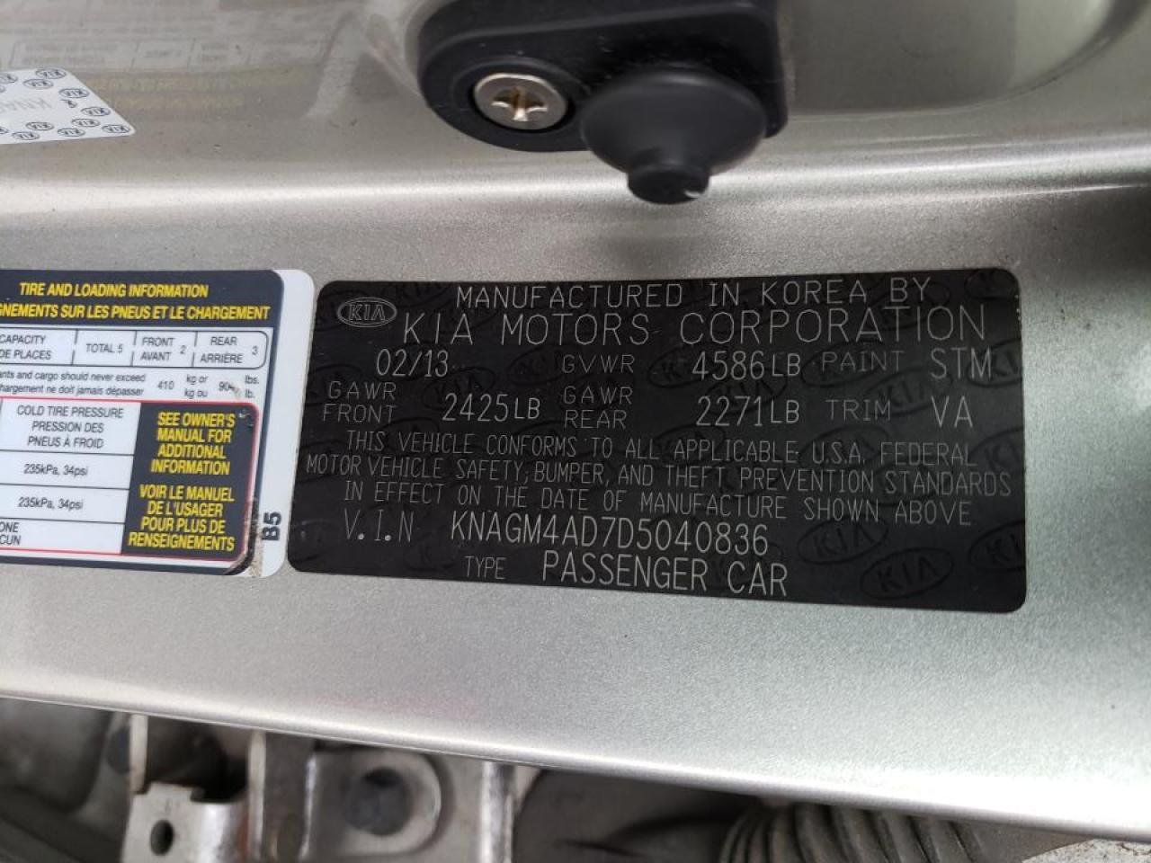 Photo 10 from auction – 2013 KIA OPTIMA HYB with VIN KNAGM4AD7D5040836