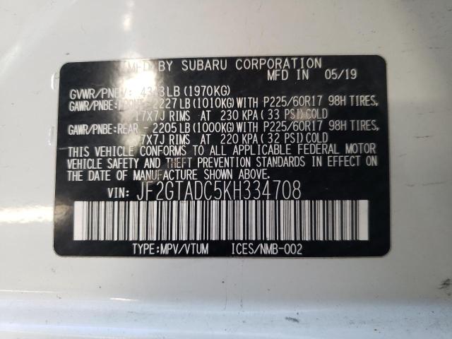 Photo 10 from auction – 2019 SUBARU CROSSTREK with VIN JF2GTADC5KH334708