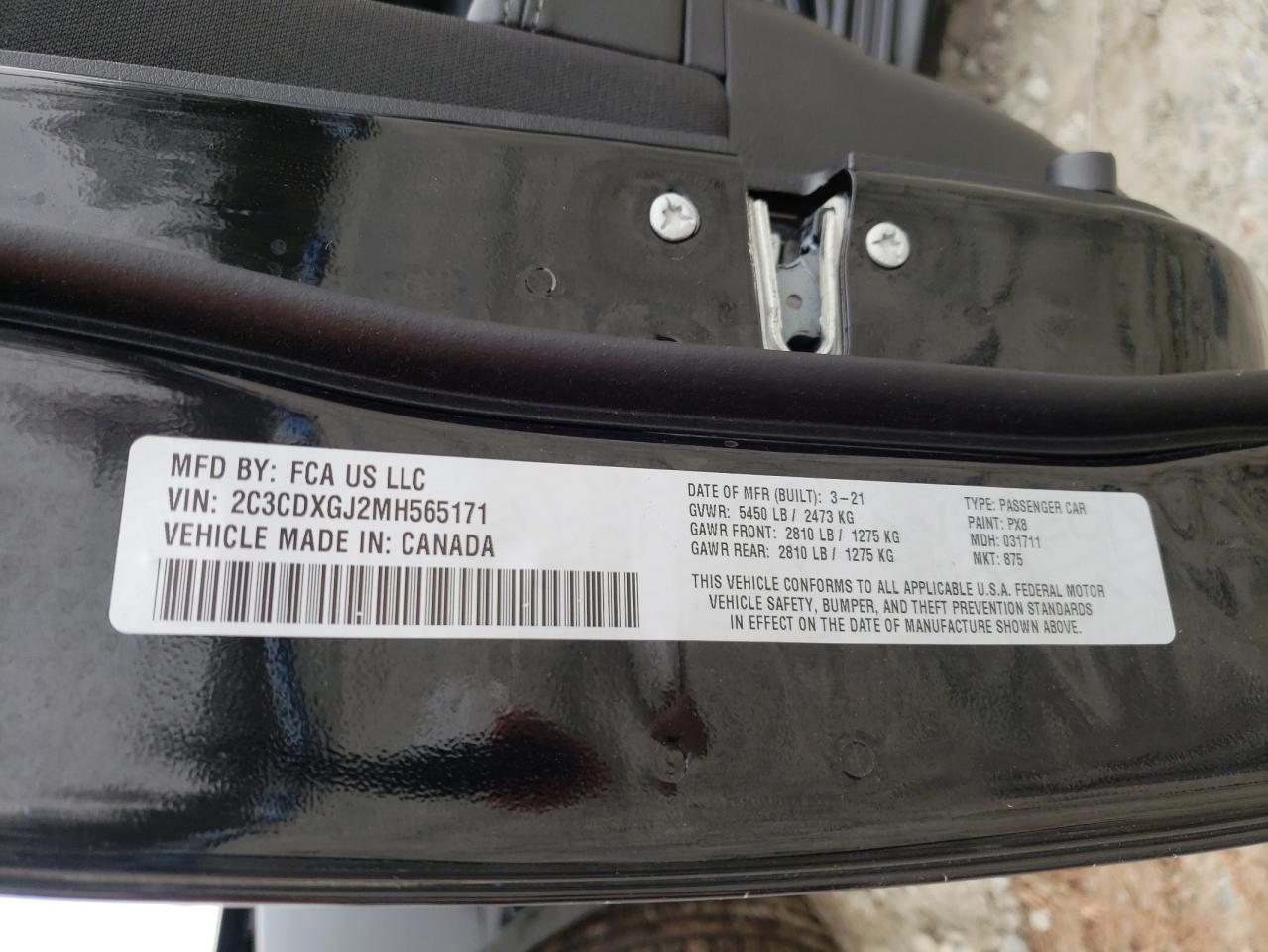 Photo 10 from auction – 2021 DODGE CHARGER SC with VIN 2C3CDXGJ2MH565171