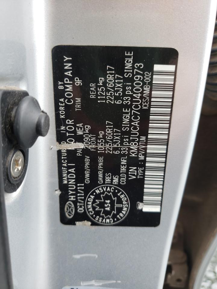 Photo 10 from auction – 2012 HYUNDAI TUCSON GLS with VIN KM8JUCAC7CU400973