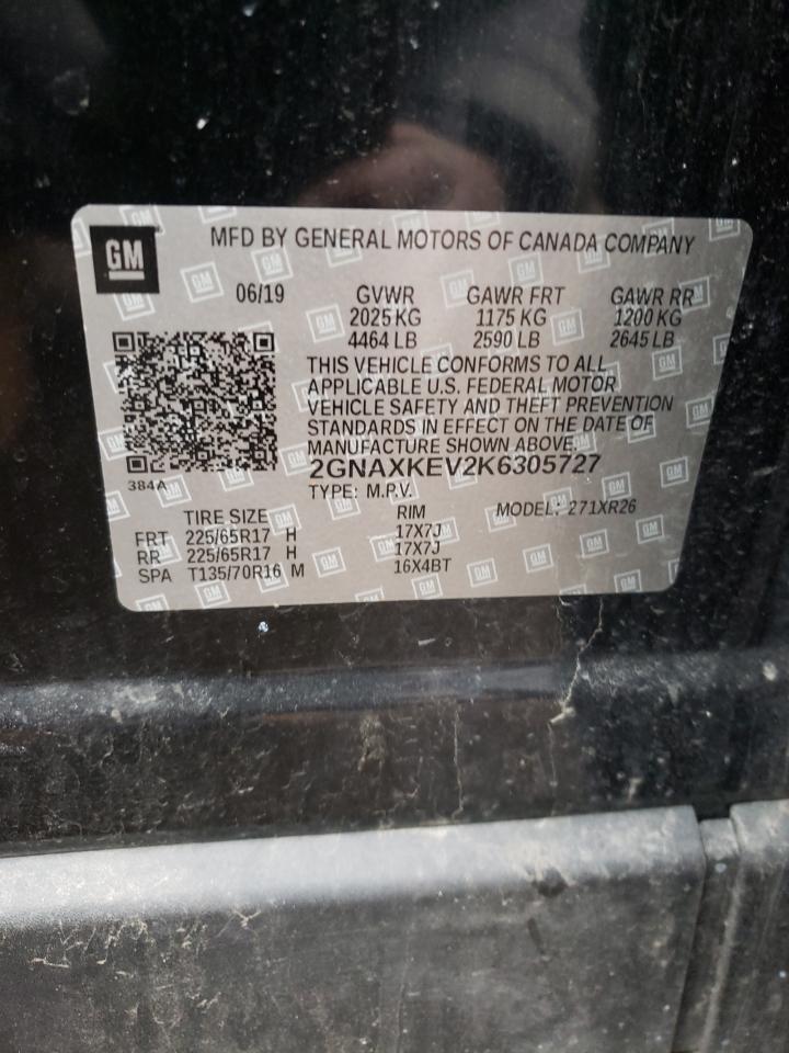Photo 10 from auction – 2019 CHEVROLET EQUINOX LT with VIN 2GNAXKEV2K6305727