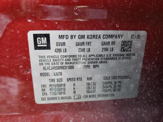 BUICK ENCORE PRE 2021 with VIN KL4CJASB8MB311890 - Photo from auction