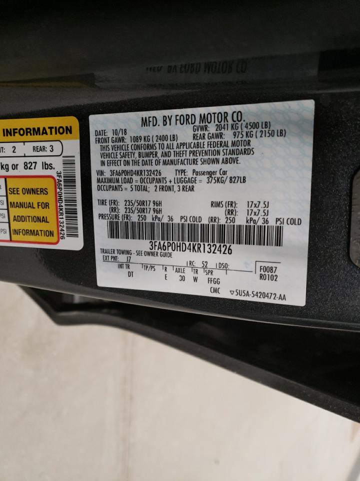 Photo 10 from auction – 2019 FORD FUSION SE with VIN 3FA6P0HD4KR132426