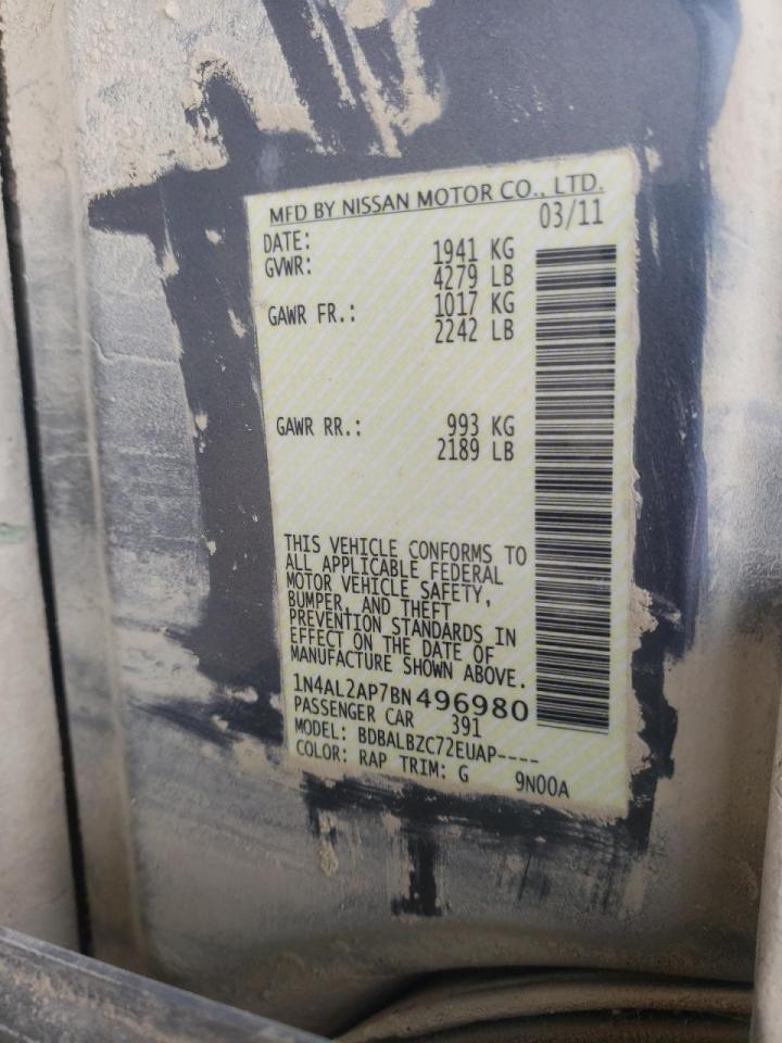 Photo 10 from auction – 2011 NISSAN ALTIMA BAS with VIN 1N4AL2AP7BN496980