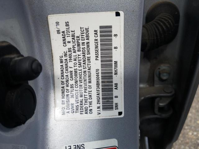 Photo 10 from auction – 2011 HONDA CIVIC VP with VIN 2HGFA1F34BH504470