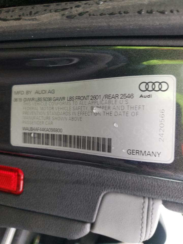Photo 10 from auction – 2019 AUDI S4 PREMIUM with VIN WAUB4AF44KA098800