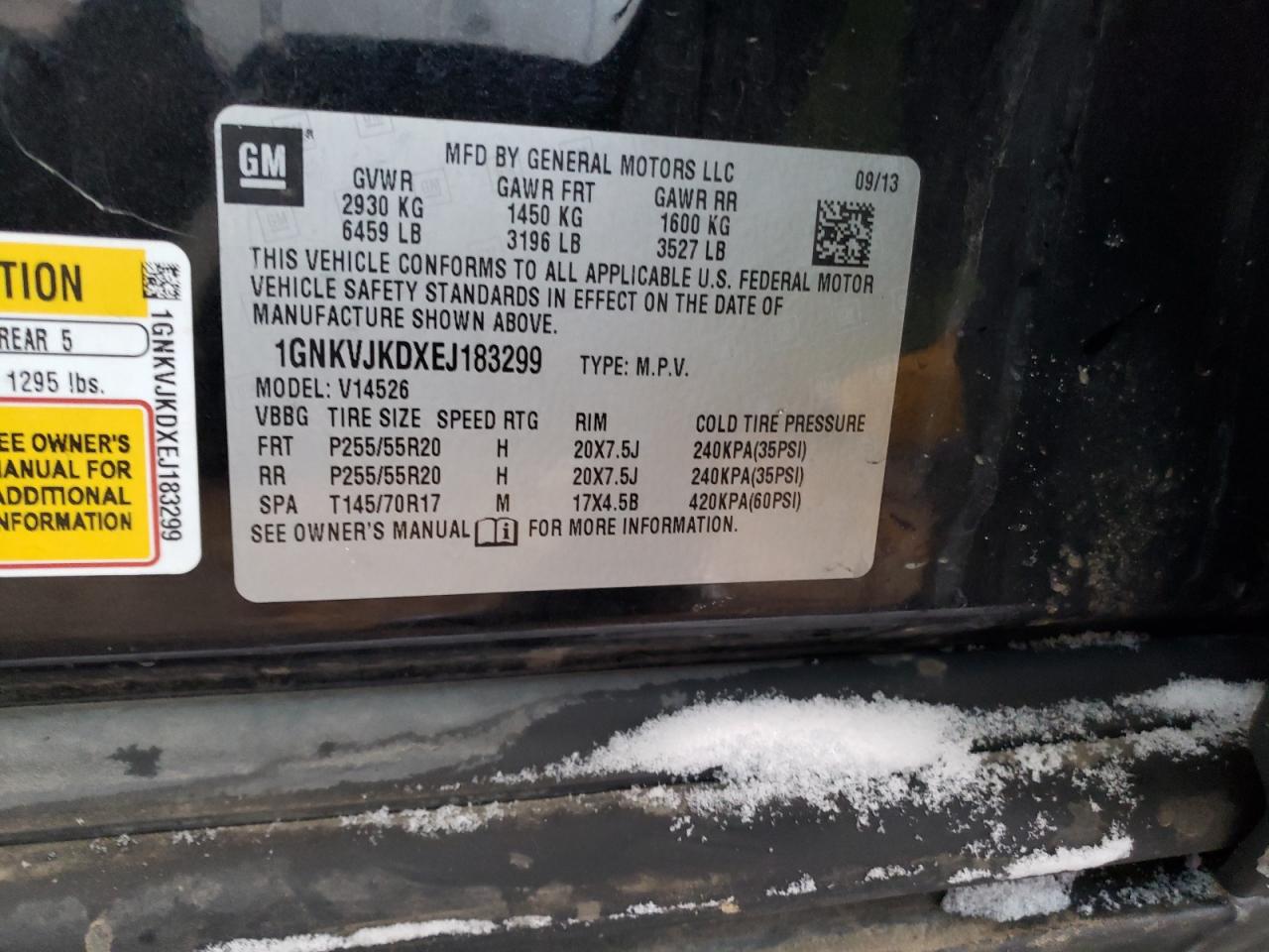 Photo 10 from auction – 2014 CHEVROLET TRAVERSE L with VIN 1GNKVJKDXEJ183299