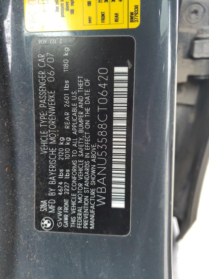 Photo 10 from auction – 2008 BMW 528 I with VIN WBANU53588CT06420