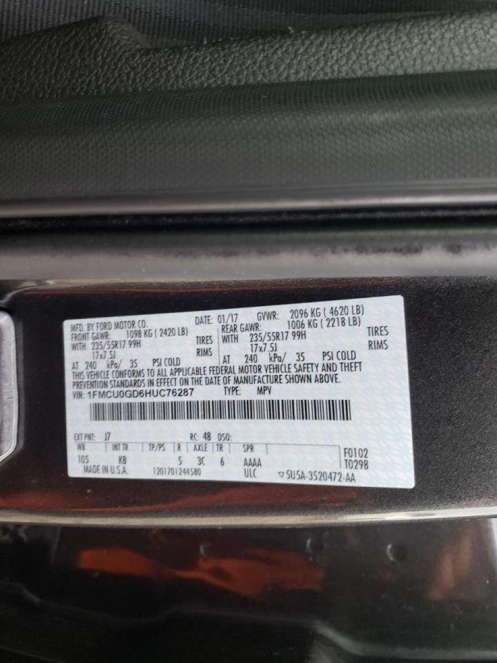 Photo 10 from auction – 2017 FORD ESCAPE SE with VIN 1FMCU0GD6HUC76287