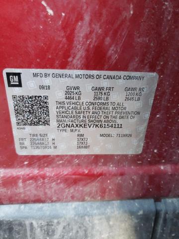 Photo 10 from auction – 2019 CHEVROLET EQUINOX LT with VIN 2GNAXKEV7K6154111