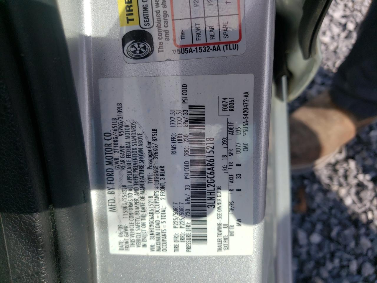 Photo 10 from auction – 2010 LINCOLN MKZ with VIN 3LNHL2GC6AR615218