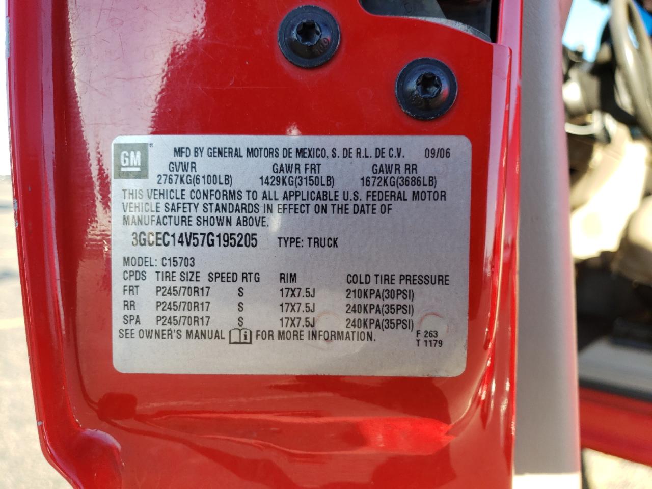 Photo 10 from auction – 2007 CHEVROLET SILVERADO with VIN 3GCEC14V57G195205