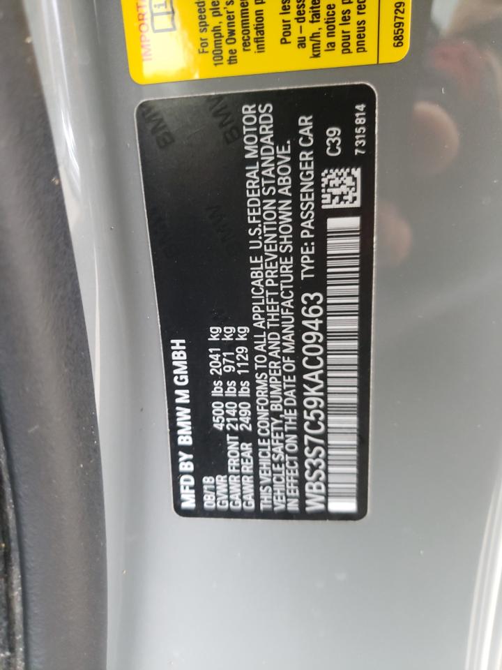 Photo 10 from auction – 2019 BMW M4 CS with VIN WBS3S7C59KAC09463