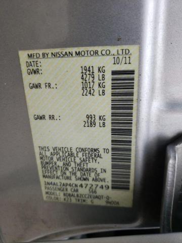 Photo 10 from auction – 2012 NISSAN ALTIMA BAS with VIN 1N4AL2AP4CN472749