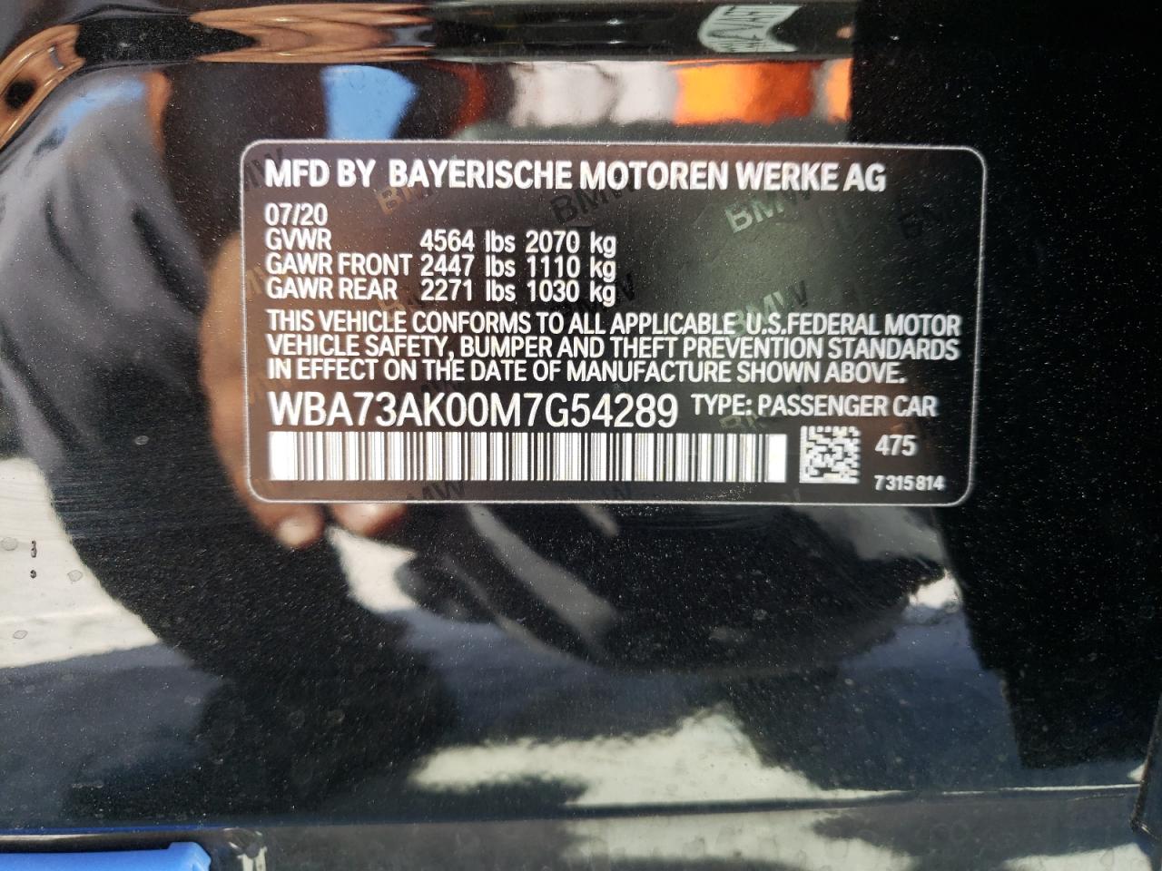 Photo 10 from auction – 2021 BMW 228XI with VIN WBA73AK00M7G54289