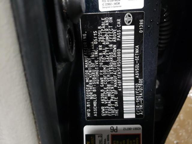 Photo 10 from auction – 2015 TOYOTA CAMRY LE with VIN 4T4BF1FK5FR500860