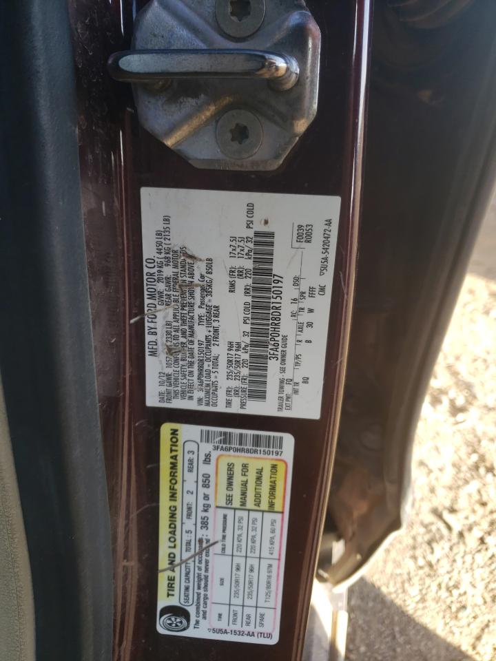 Photo 10 from auction – 2013 FORD FUSION SE with VIN 3FA6P0HR8DR150197