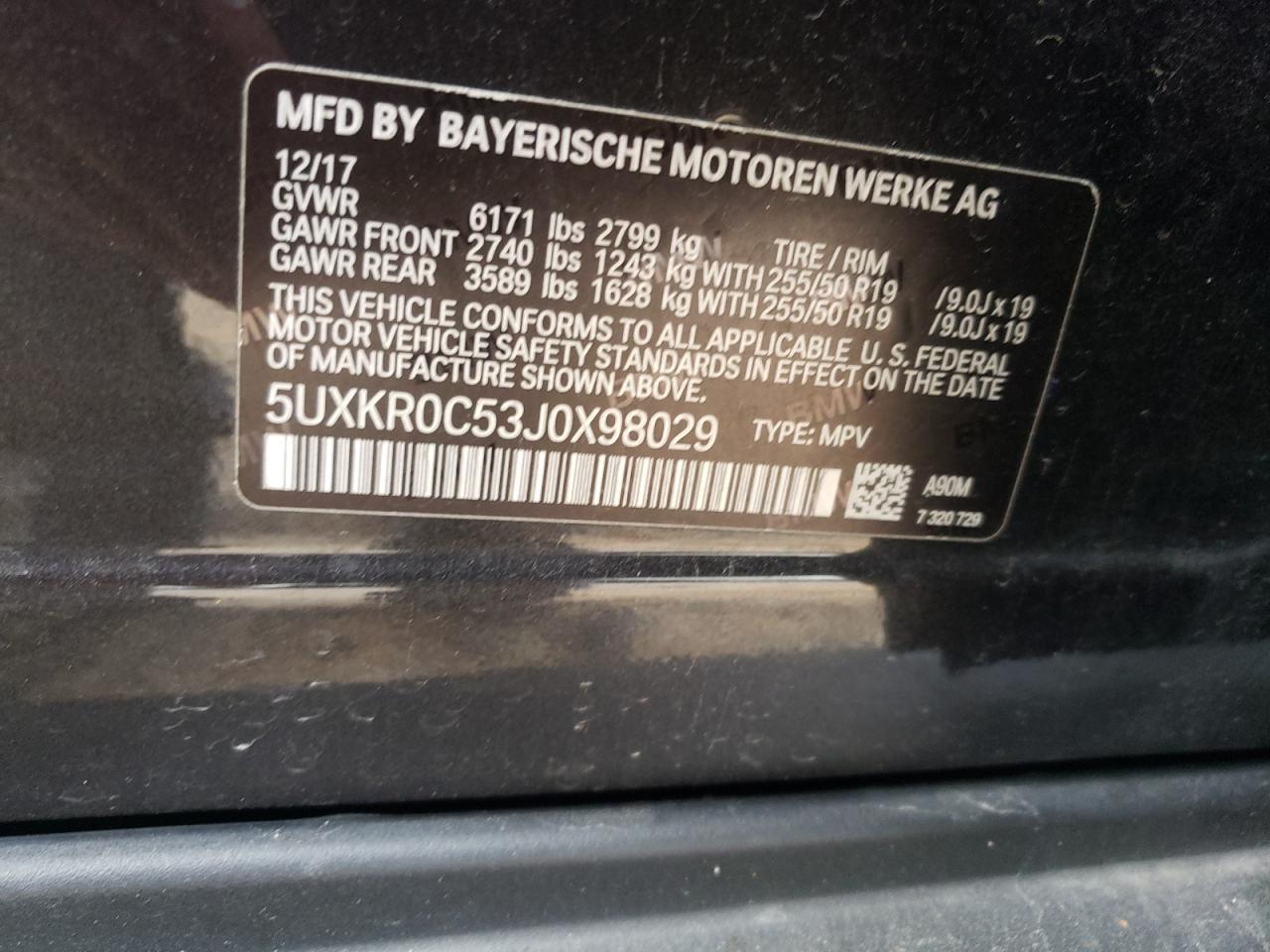 Photo 10 from auction – 2018 BMW X5 XDRIVE3 with VIN 5UXKR0C53J0X98029