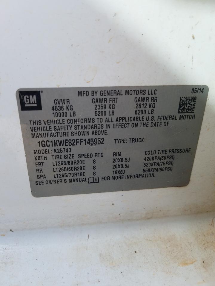 Photo 10 from auction – 2015 CHEVROLET SILVERADO with VIN 1GC1KWE82FF145952