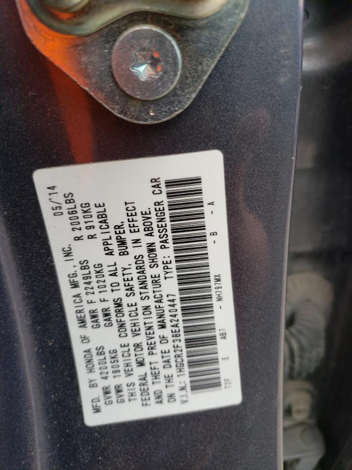 Photo 10 from auction – 2014 HONDA ACCORD LX with VIN 1HGCR2F38EA240447