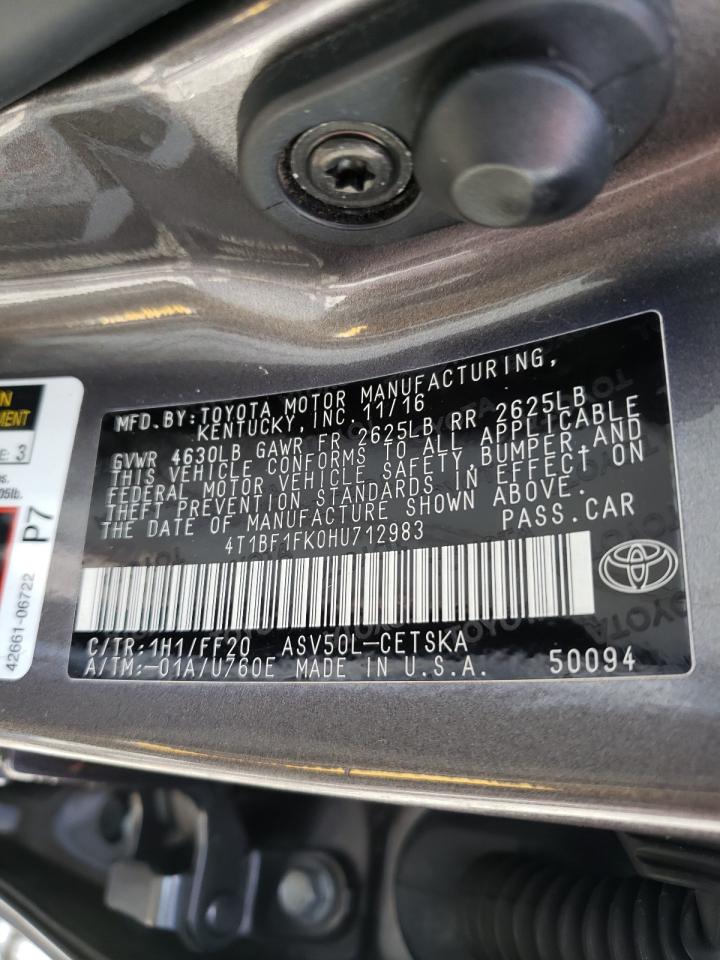 Photo 10 from auction – 2017 TOYOTA CAMRY LE with VIN 4T1BF1FK0HU712983
