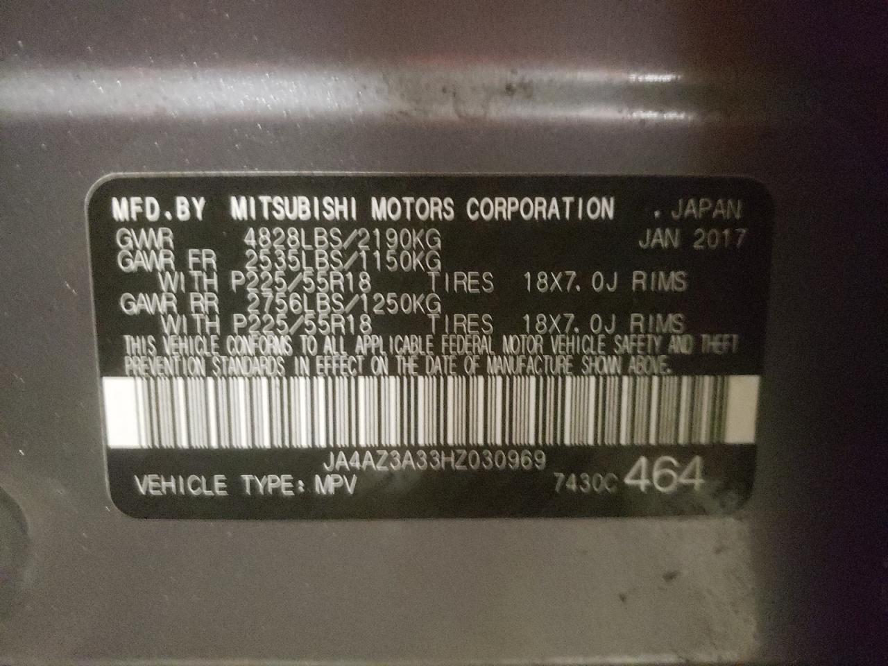 Photo 10 from auction – 2017 MITSUBISHI OUTLANDER with VIN JA4AZ3A33HZ030969