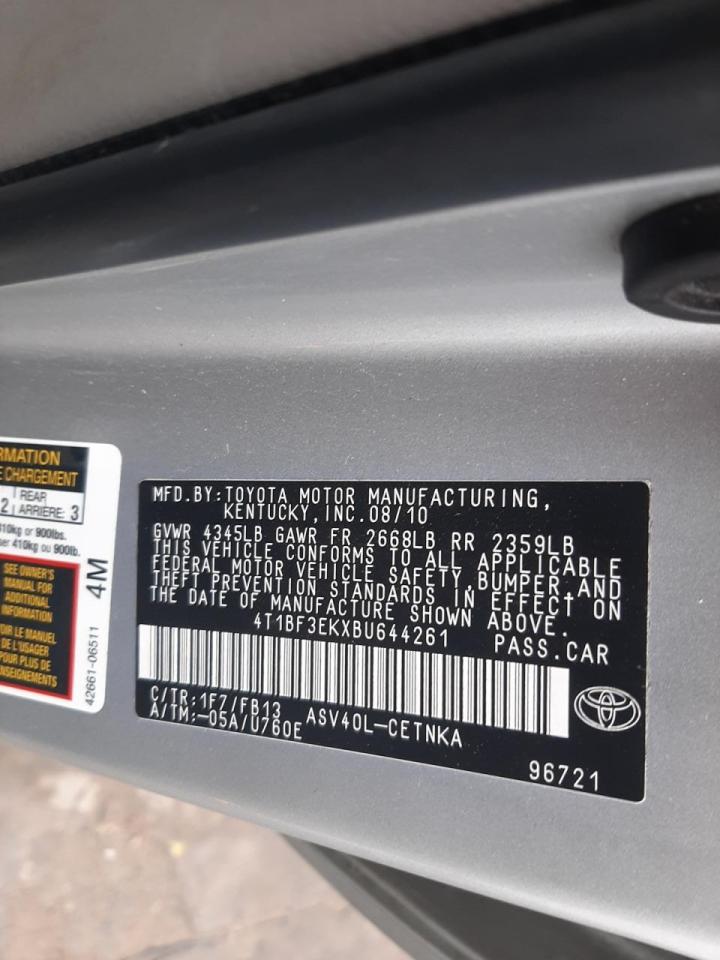 صورة رقم 10 من المزاد - 2011 TOYOTA CAMRY BASE مع VIN 4T1BF3EKXBU644261