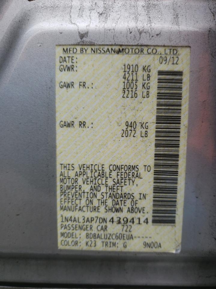 Photo 10 from auction – 2013 NISSAN ALTIMA 2.5 with VIN 1N4AL3AP7DN439414