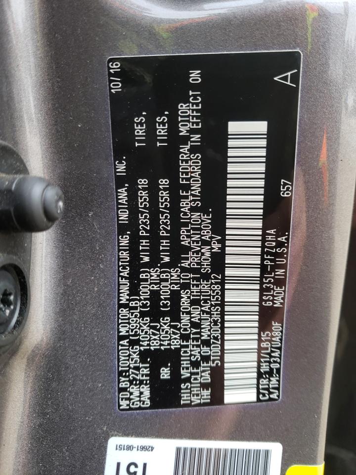 Photo 10 from auction – 2017 TOYOTA SIENNA XLE with VIN 5TDDZ3DC3HS155812