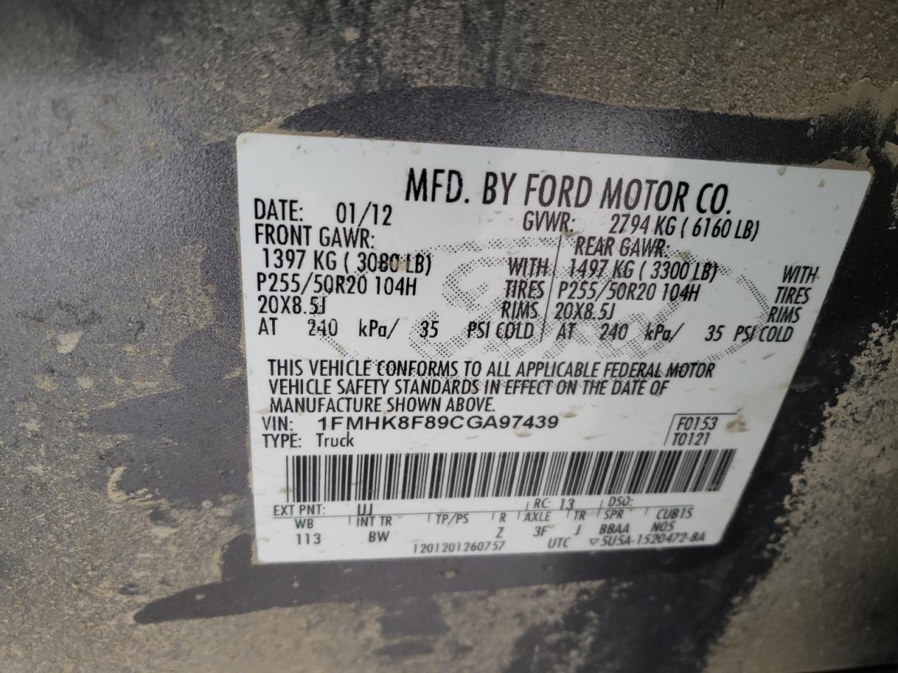 Photo 10 from auction – 2012 FORD EXPLORER L with VIN 1FMHK8F89CGA97439