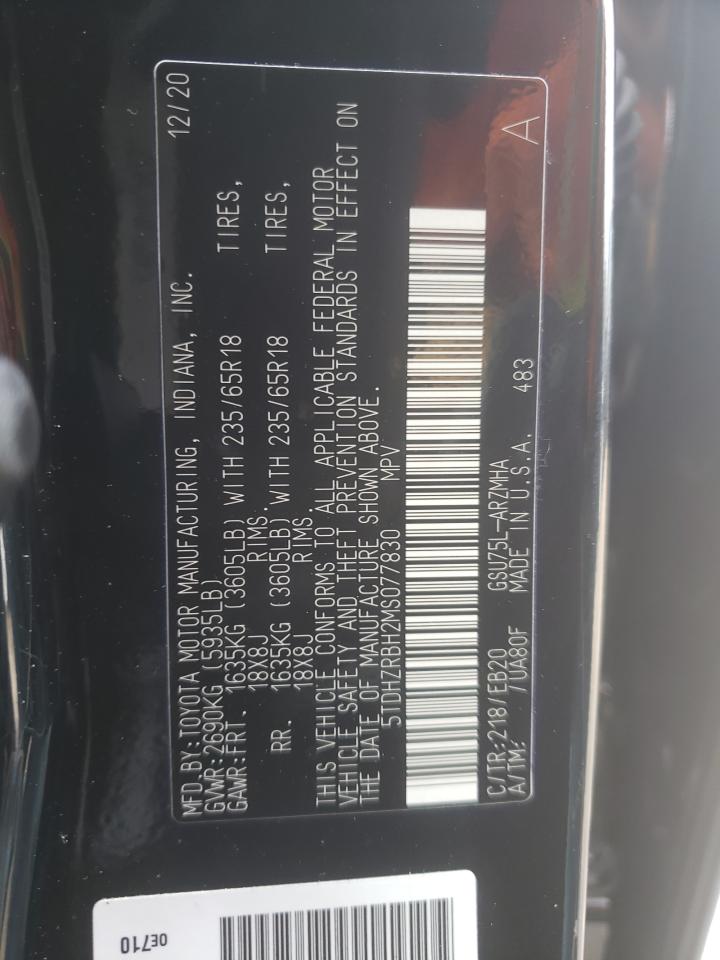 Photo 10 from auction – 2021 TOYOTA HIGHLANDER with VIN 5TDHZRBH2MS077830