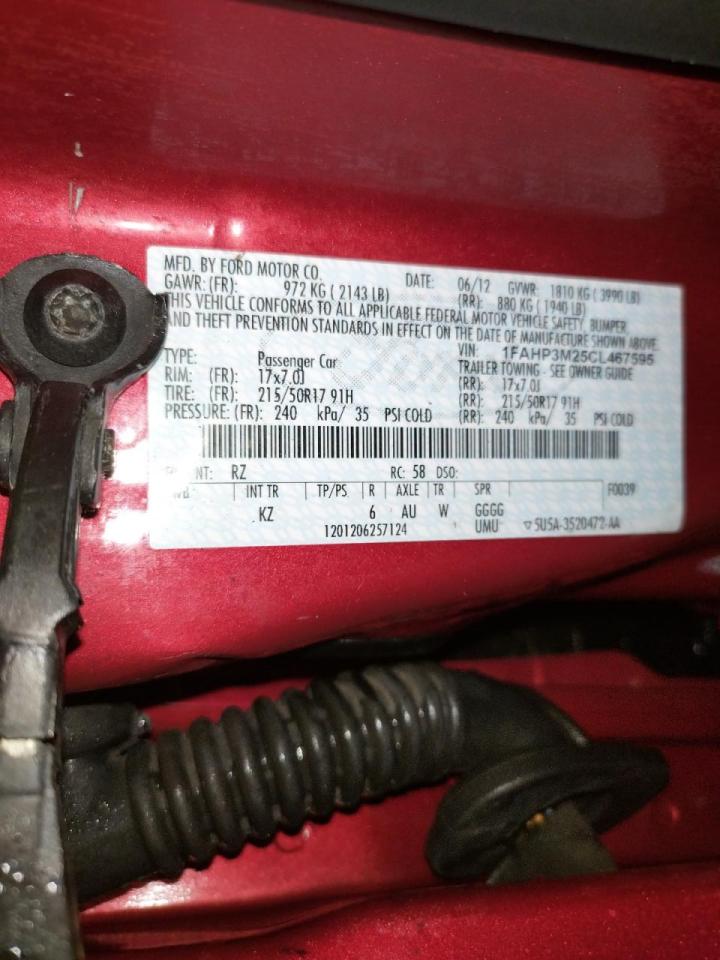 Photo 10 from auction – 2012 FORD FOCUS SEL with VIN 1FAHP3M25CL467595