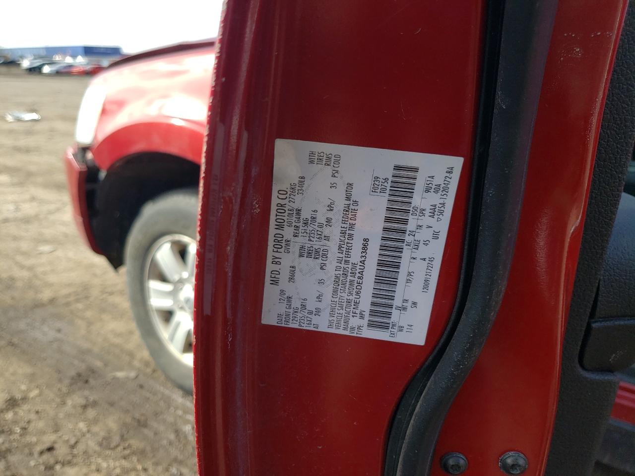 Photo 10 from auction – 2010 FORD EXPLORER X with VIN 1FMEU6DE8AUA33868