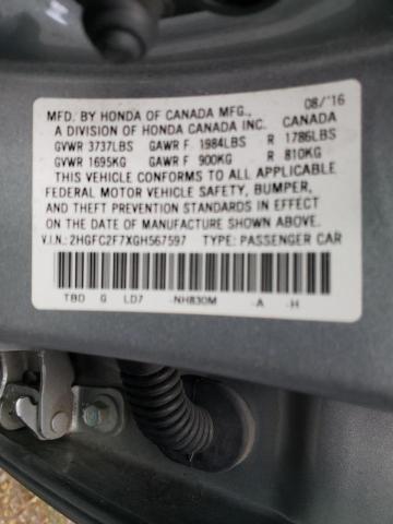 Photo 10 from auction – 2016 HONDA CIVIC EX with VIN 2HGFC2F7XGH567597