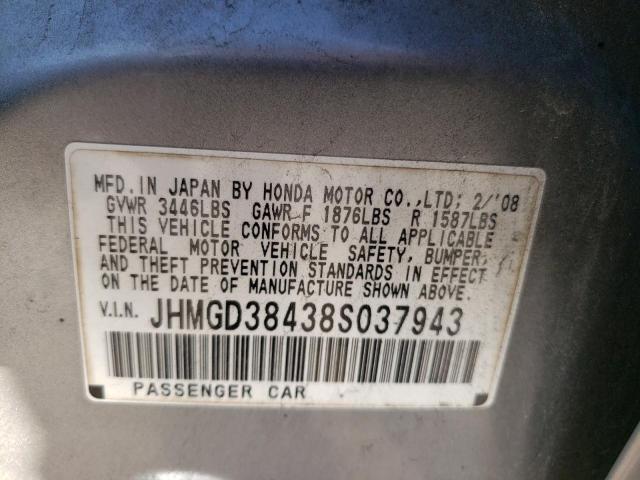 Photo 10 from auction – 2008 HONDA FIT with VIN JHMGD38438S037943