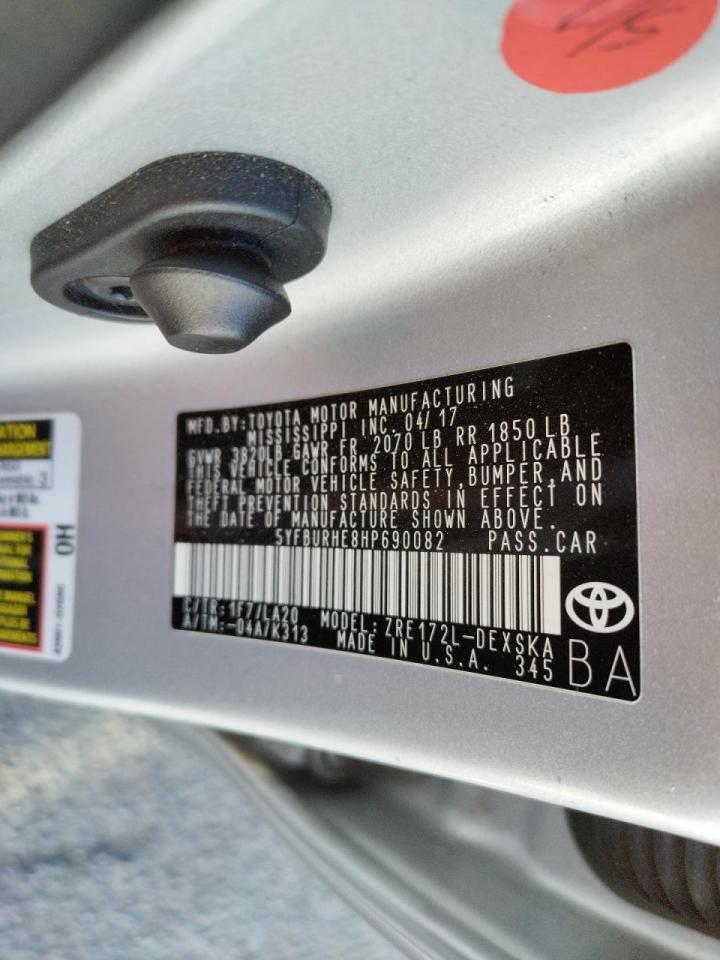 Photo 10 from auction – 2017 TOYOTA COROLLA L with VIN 5YFBURHE8HP690082