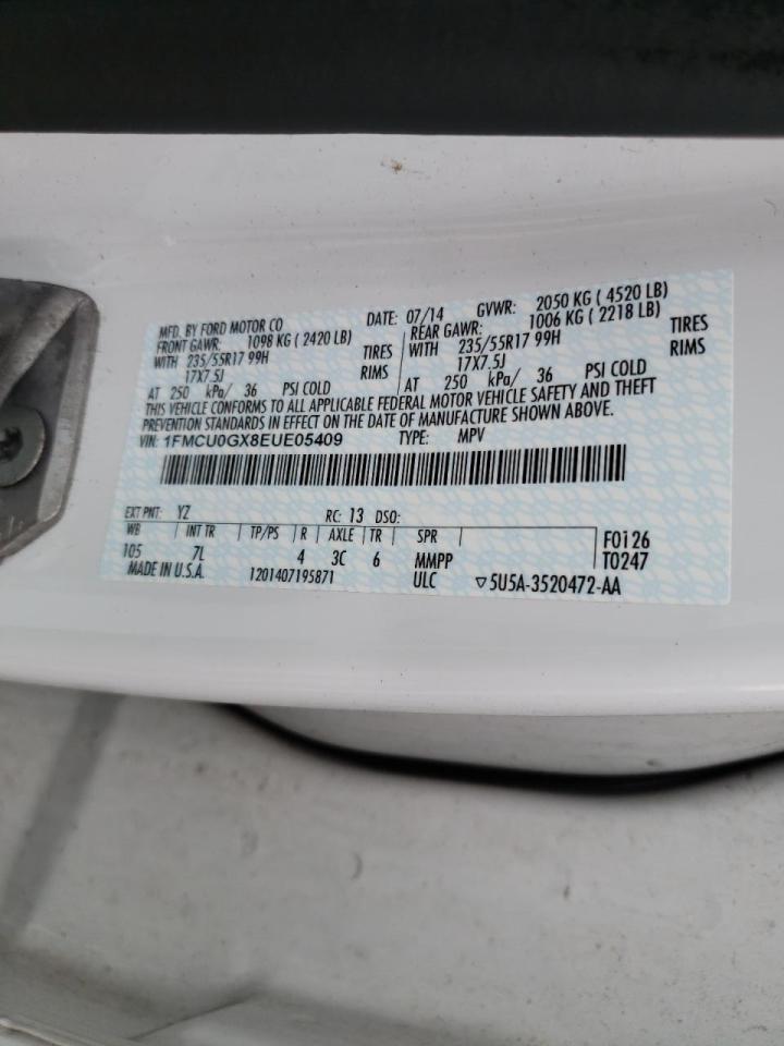Photo 10 from auction – 2014 FORD ESCAPE SE with VIN 1FMCU0GX8EUE05409