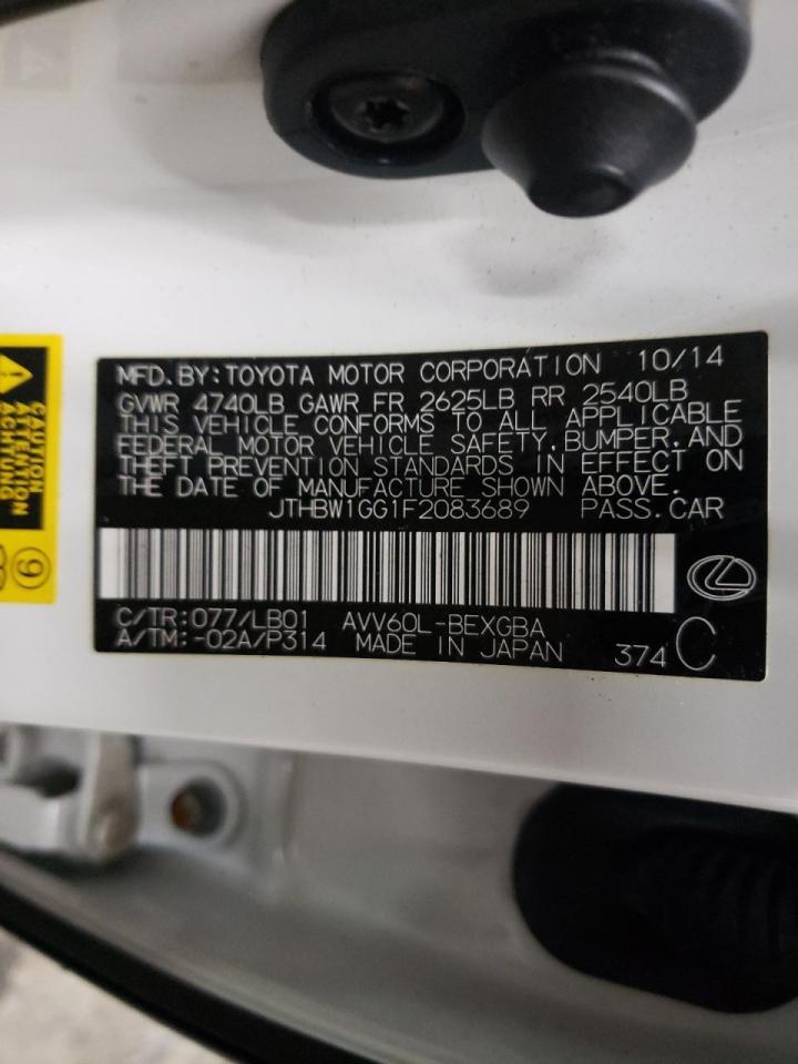 Photo 10 from auction – 2015 LEXUS ES 300H with VIN JTHBW1GG1F2083689