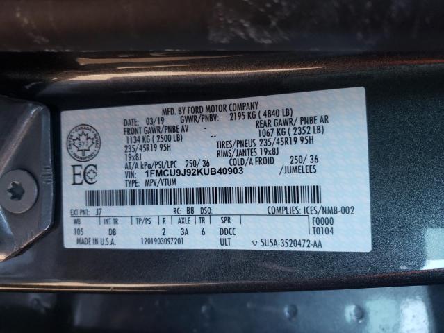 Photo 10 from auction – 2019 FORD ESCAPE TIT with VIN 1FMCU9J92KUB40903