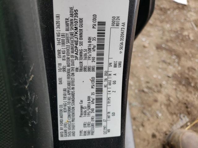 Photo 10 from auction – 2019 FORD FIESTA SE with VIN 3FADP4EJ7KM107395