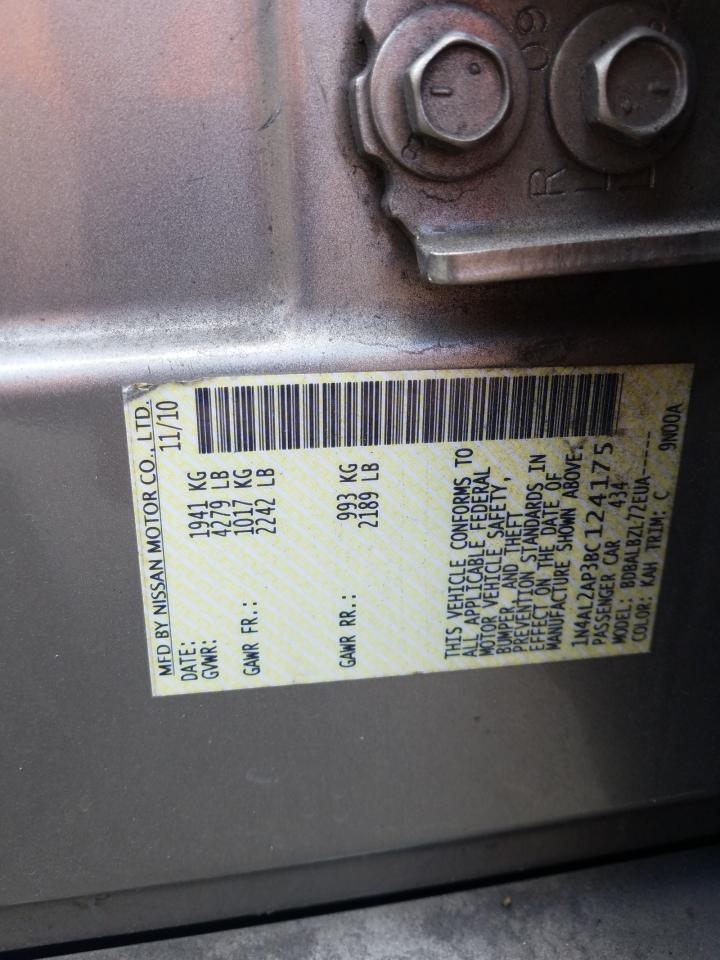 Photo 10 from auction – 2011 NISSAN ALTIMA BAS with VIN 1N4AL2AP3BC124175