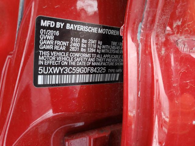 Photo 10 from auction – 2016 BMW X3 XDRIVE2 with VIN 5UXWY3C59G0F84325