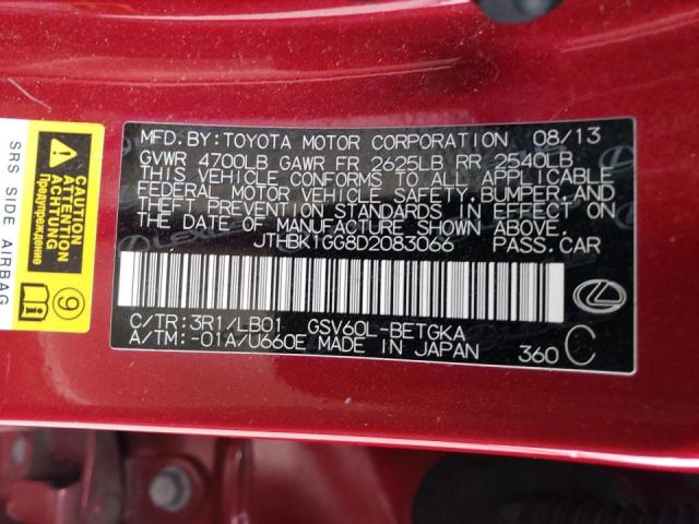 Photo 10 from auction – 2013 LEXUS ES 350 with VIN JTHBK1GG8D2083066
