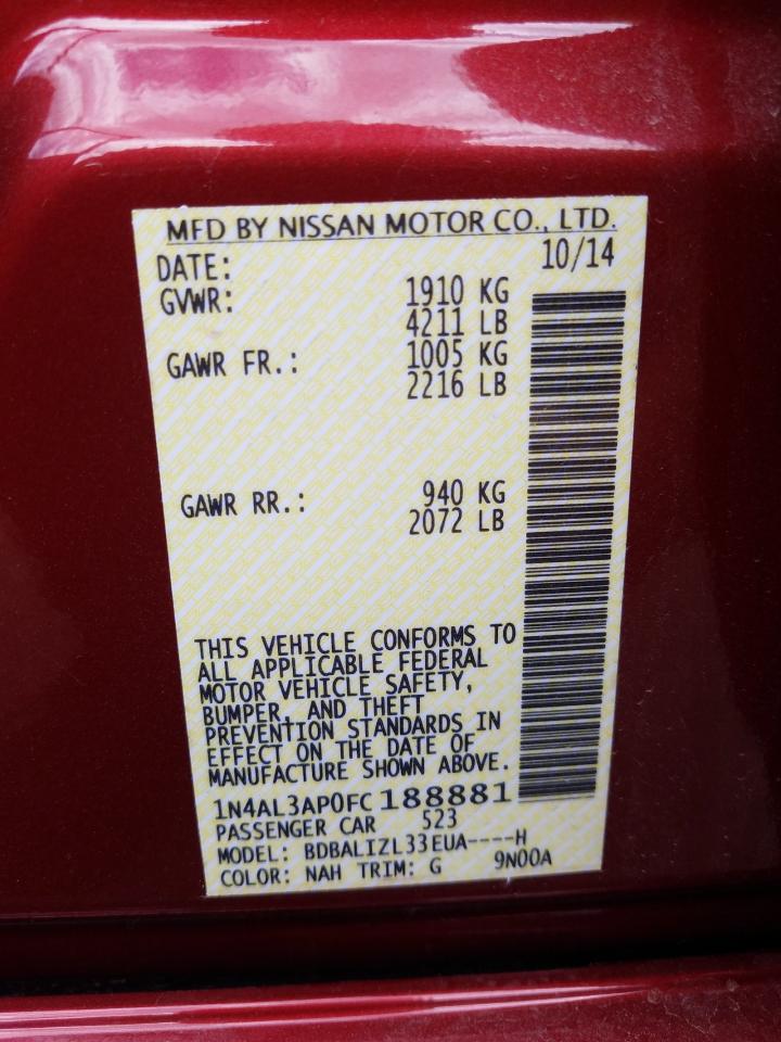 Photo 10 from auction – 2015 NISSAN ALTIMA 2.5 with VIN 1N4AL3AP0FC188881