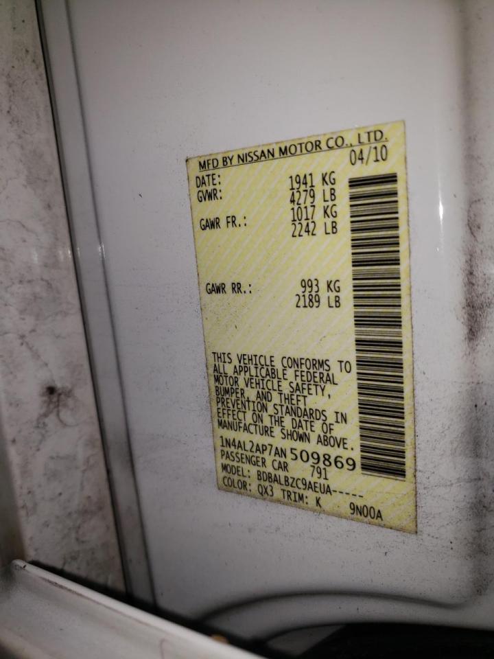 Photo 10 from auction – 2010 NISSAN ALTIMA BAS with VIN 1N4AL2AP7AN509869